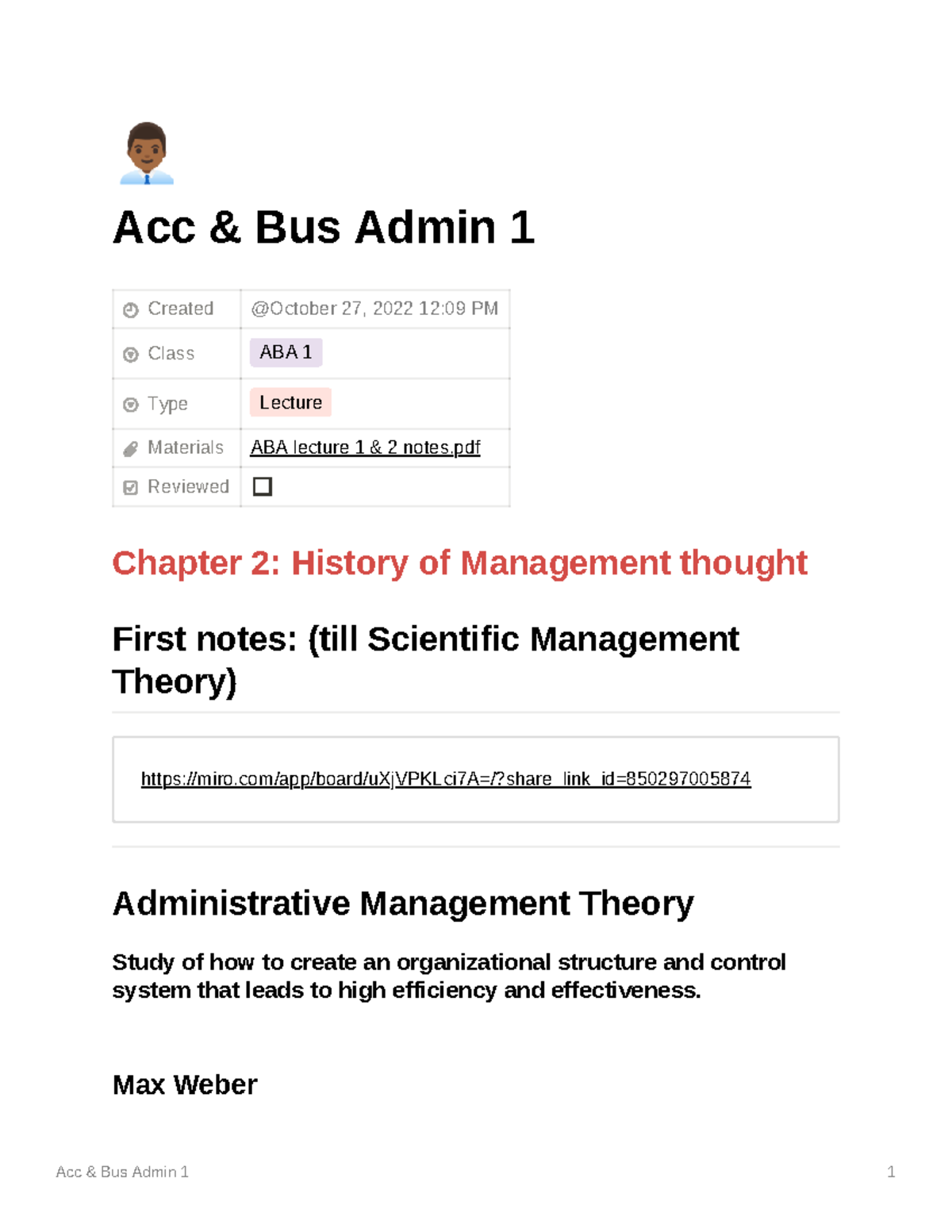 ABA 1 Notes for Oral Exam - Acc & Bus Admin 1 Created Class ABA 1 Type ...