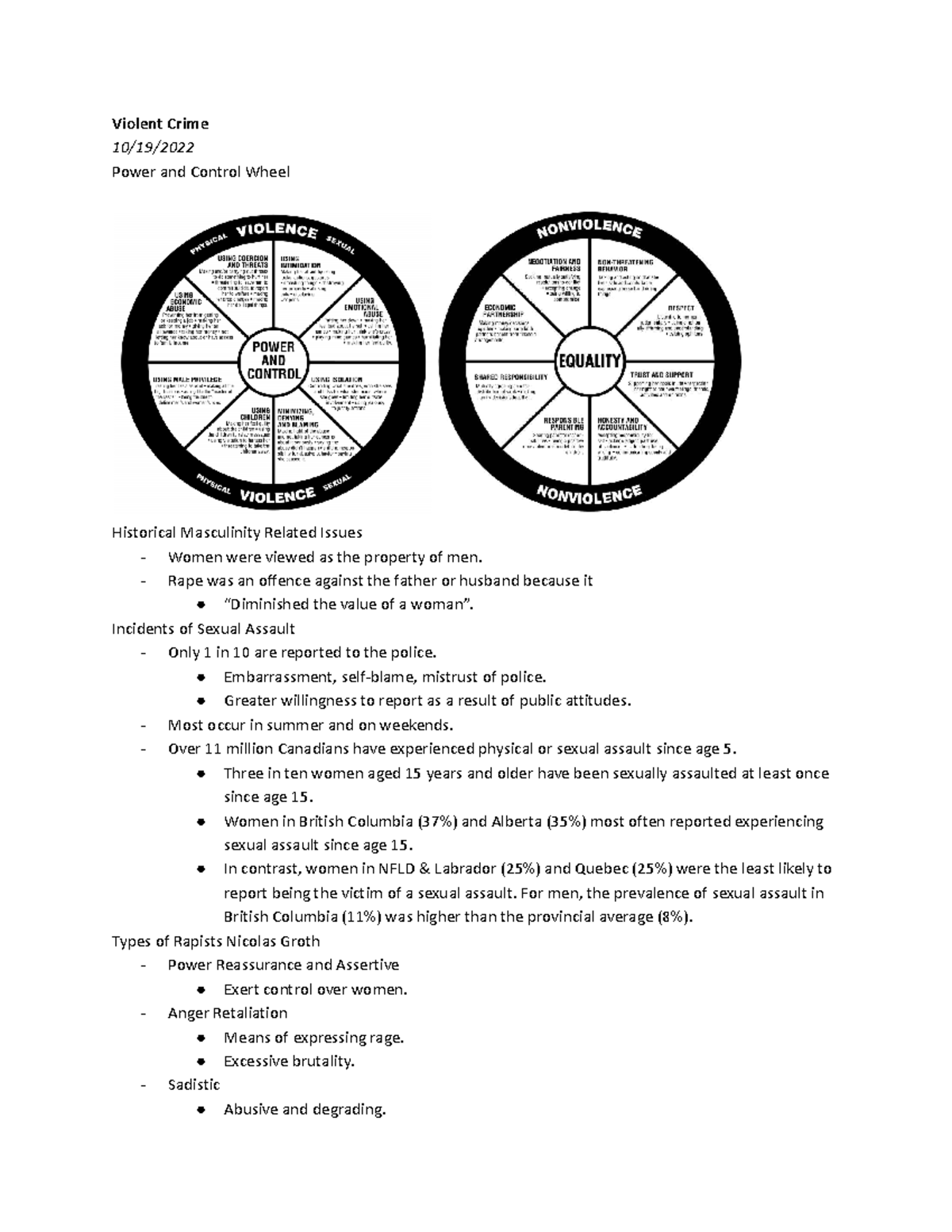 CRM1300 7 - Violent Crime - Violent Crime 10/19/ Power and Control ...