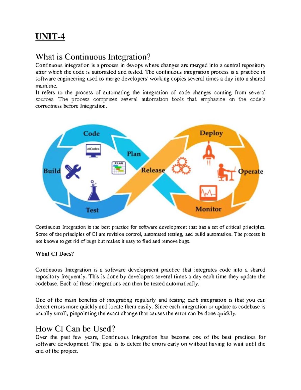 UNIT-4 - Nothing - UNIT- 4 What is Continuous Integration? Continuous ...