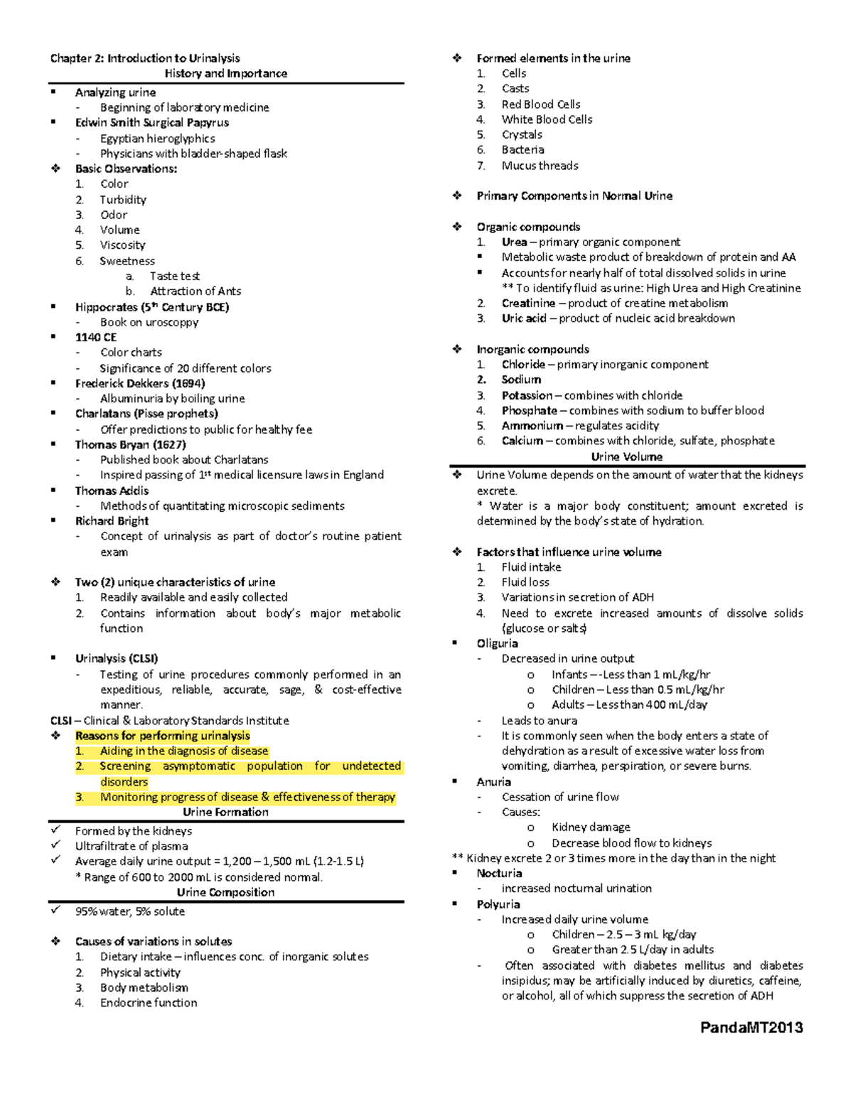 Chapter 2 Introduction to Urinalysis - Chapter 2: Introduction to ...