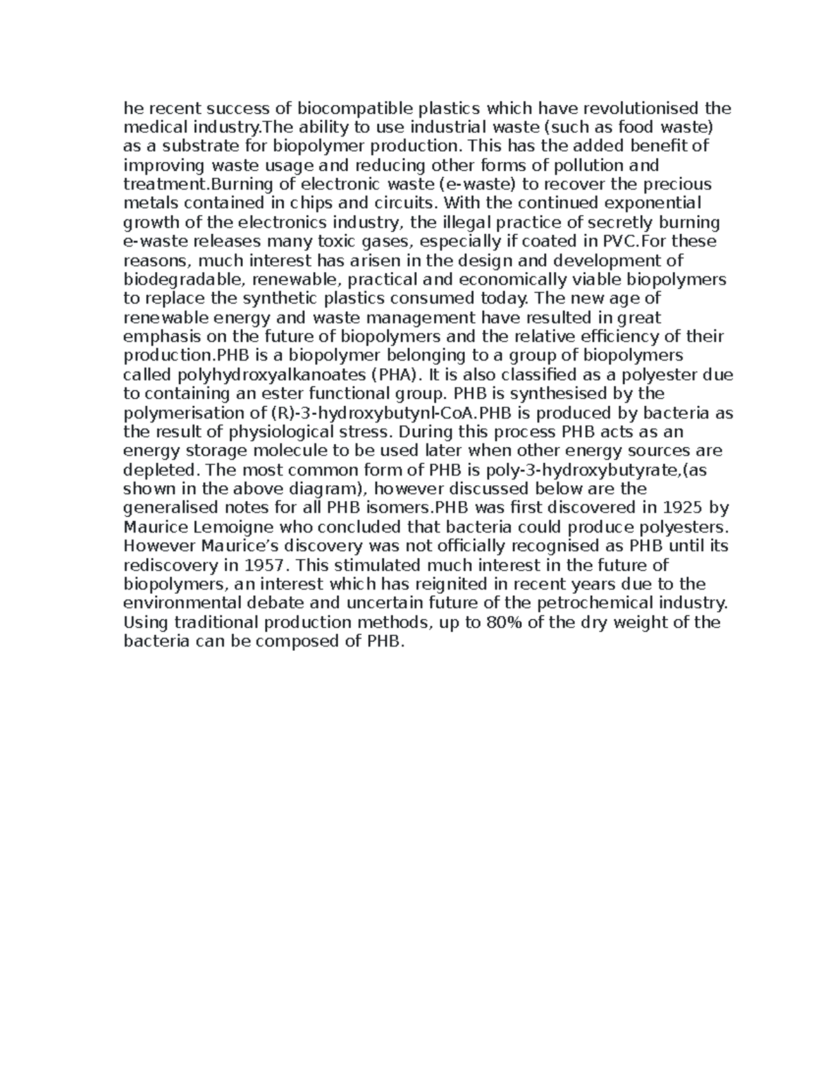 2371 nursing he recent success of plastics which have