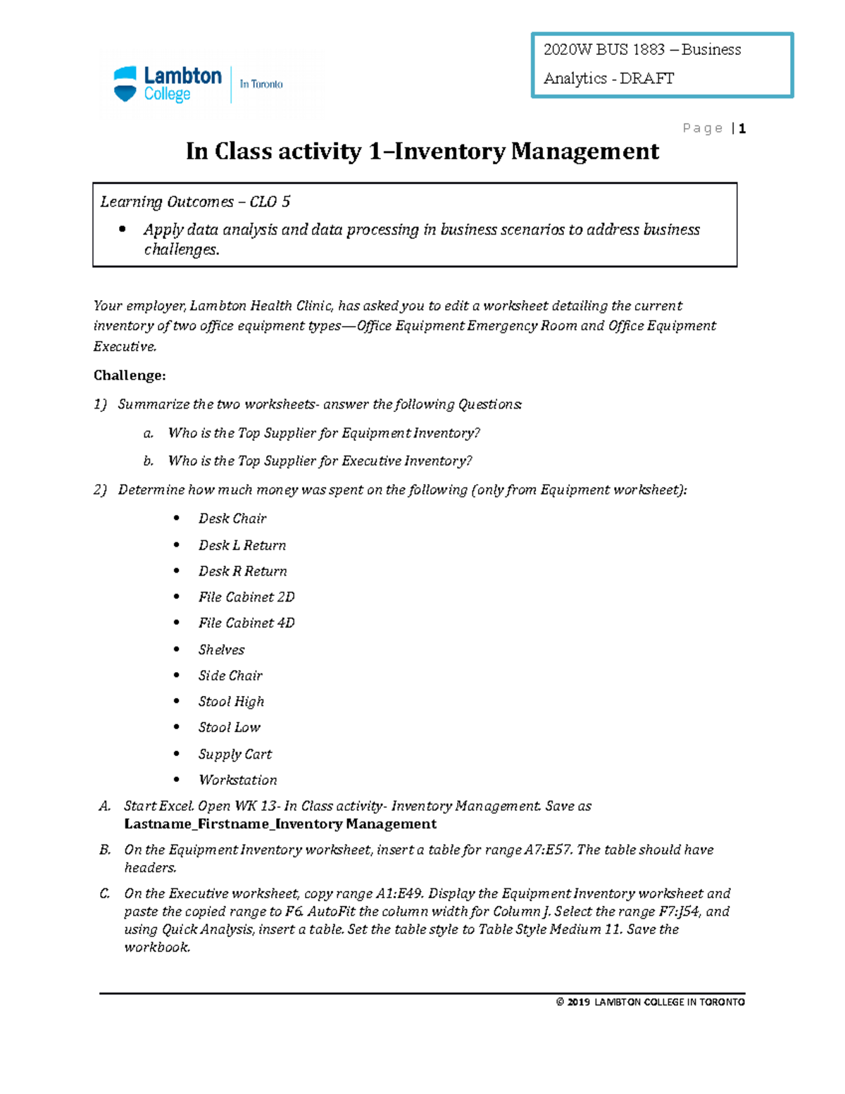 WK 13 - In Class activity 1 - Instructions - Inventory Management - P a ...