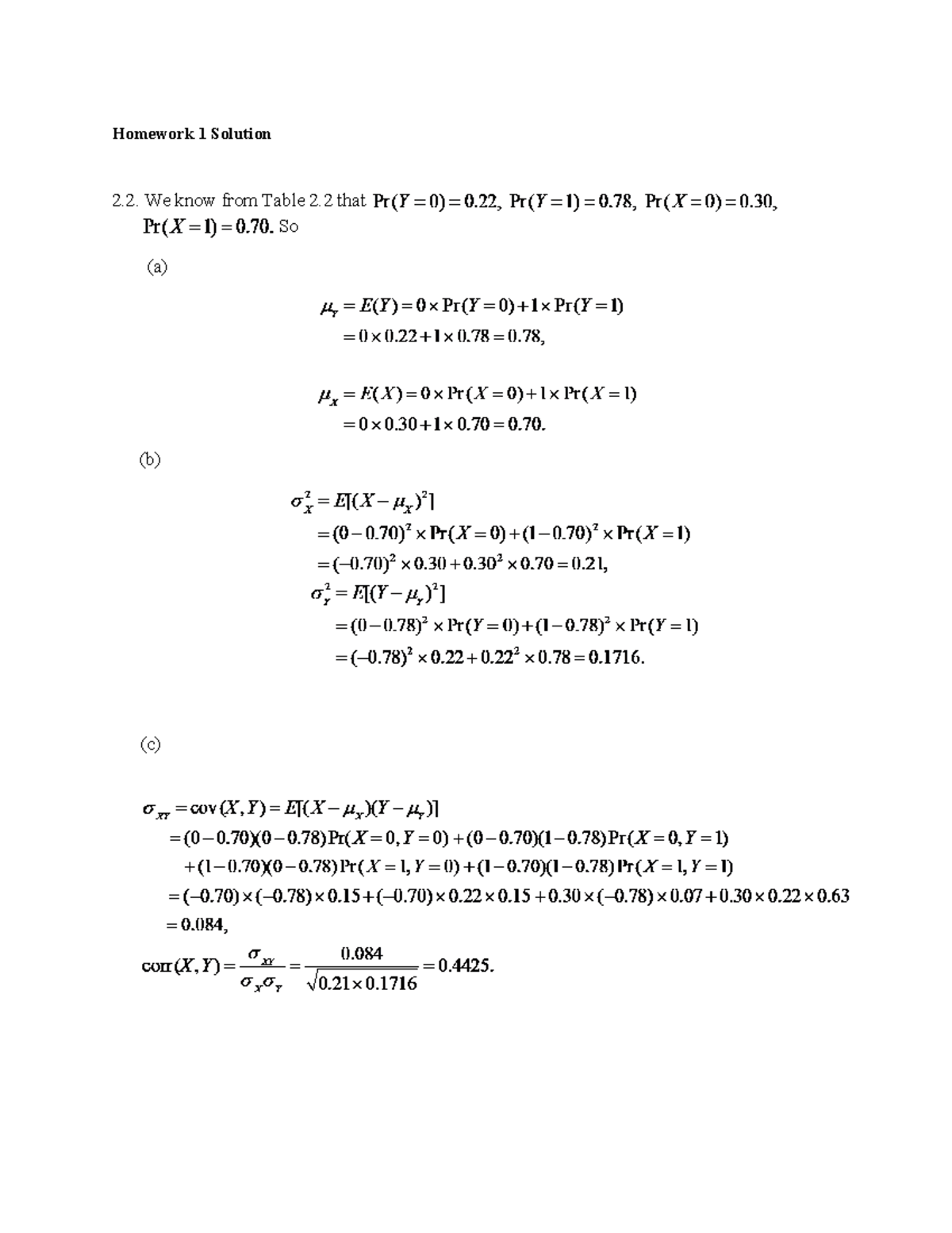 Homework+1+Solution - homework1 solution 2024 - Homework 1 Solution We ...