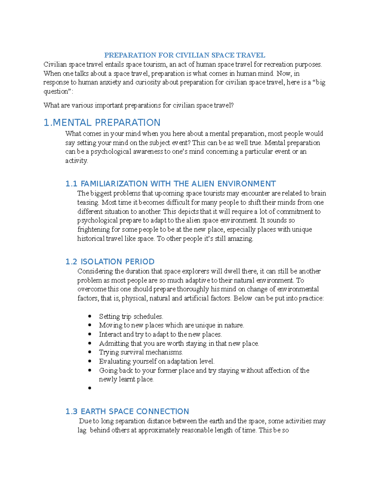 Atticles Of The Information Systems PREPARATION FOR CIVILIAN SPACE 