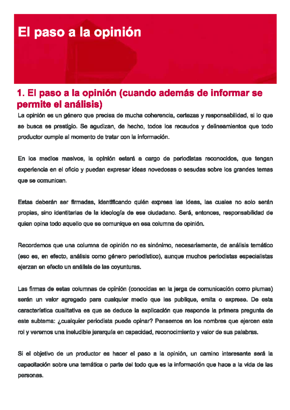 PROD. Periodistica-M4L4 - El paso a la opinión 1. El paso a la opinión ...