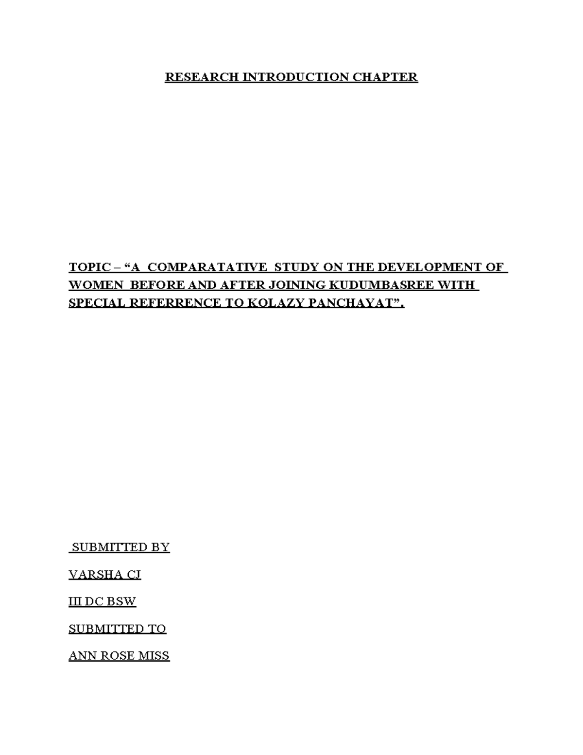 Research Introduction Chapter Revised - RESEARCH INTRODUCTION CHAPTER ...