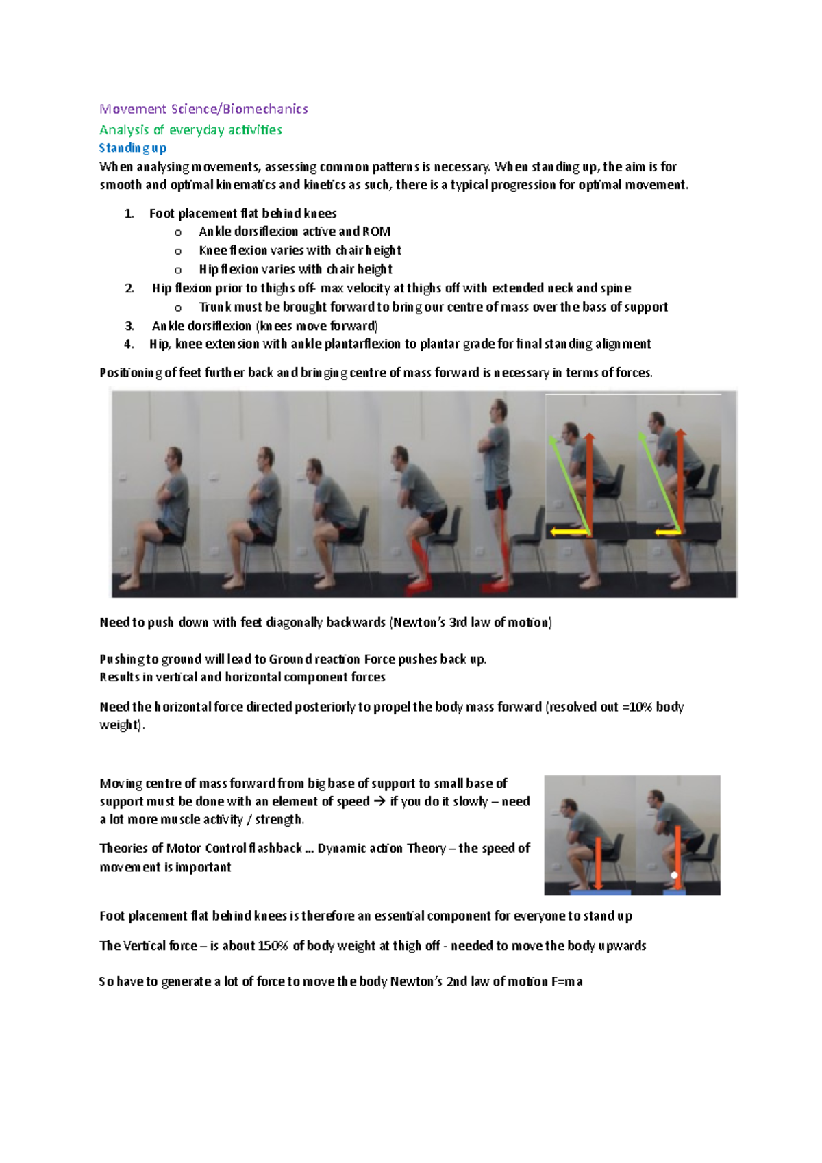 Biomechanics Notes week 10 - Movement Science/Biomechanics Analysis of ...