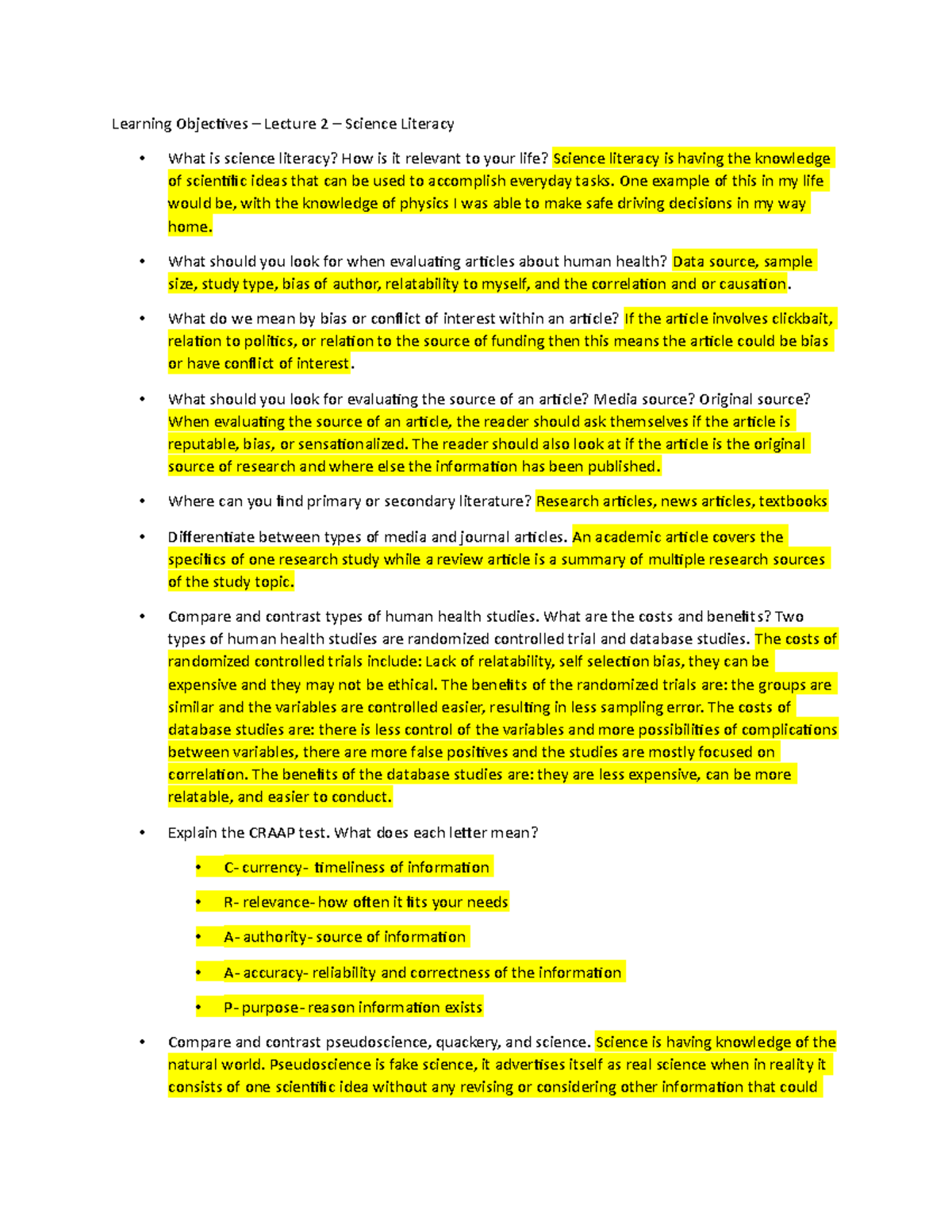 Biology 1101 Science Literacy Study Guide Learning Objectives biology-1101-science-literacy-study-guide-learning-objectives
