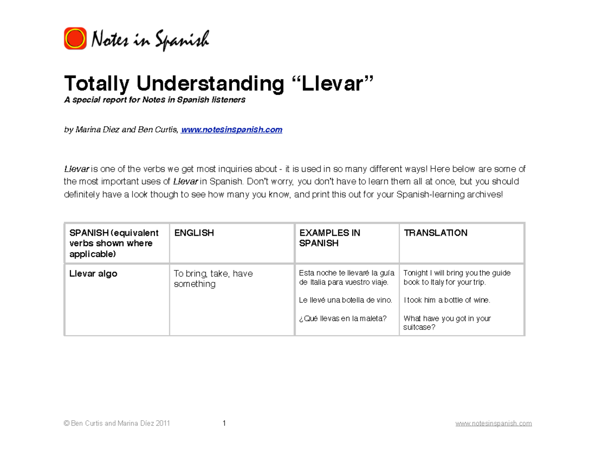 Totally-understanding-llevar - Totally Understanding “Llevar” A special ...