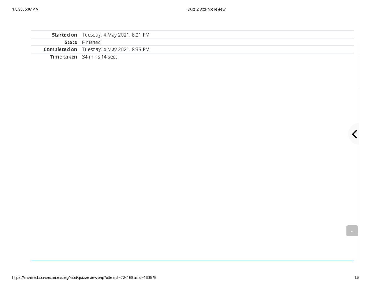 Quiz 2 Attempt review - Exam - Started on Tuesday, 4 May 2021, 8:01 PM ...