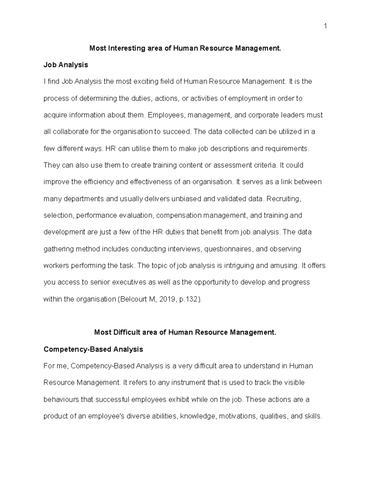 HRM Individual reflection - 1 Most Interesting area of Human Resource ...