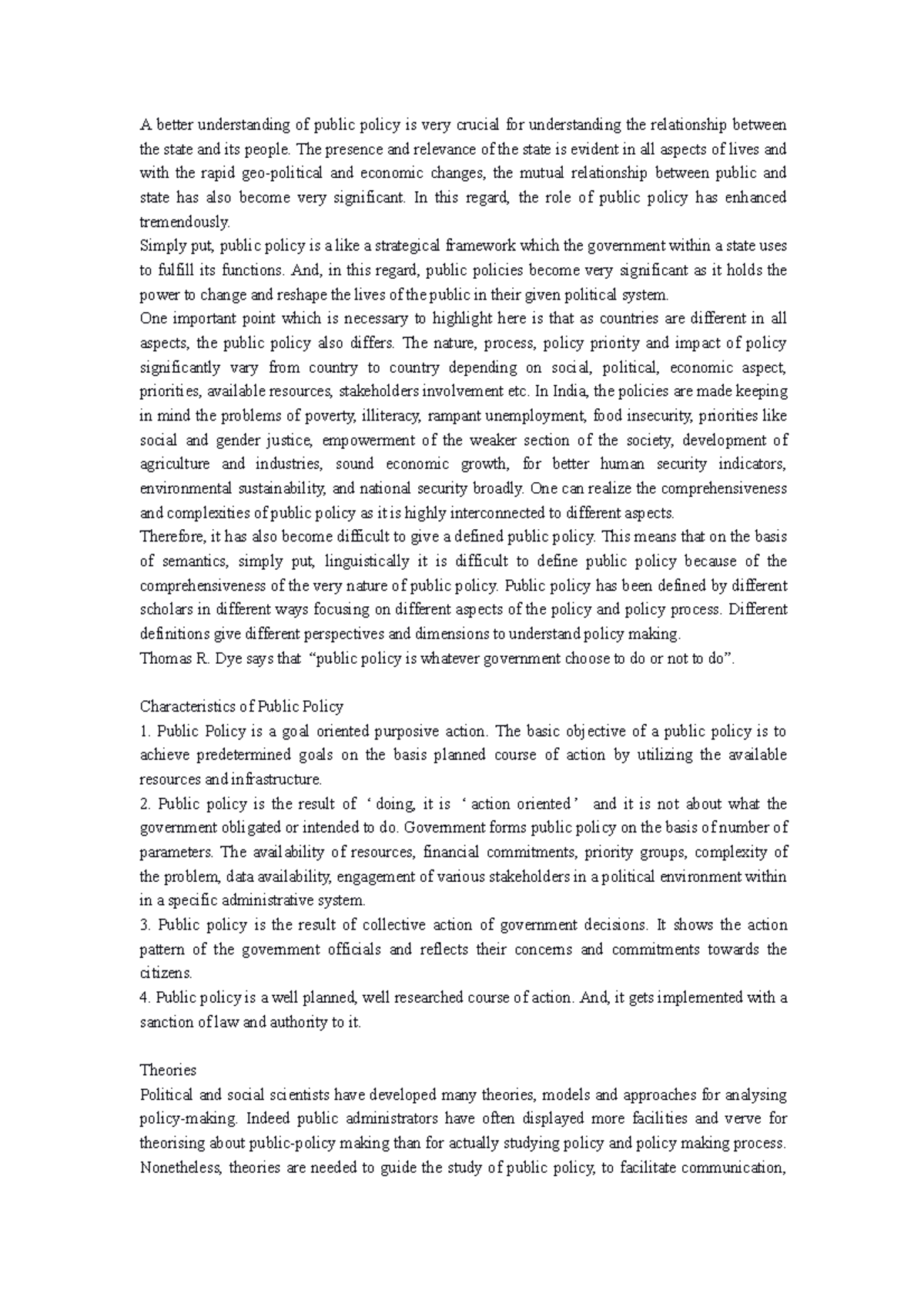 Concept and theories - A better understanding of public policy is very ...