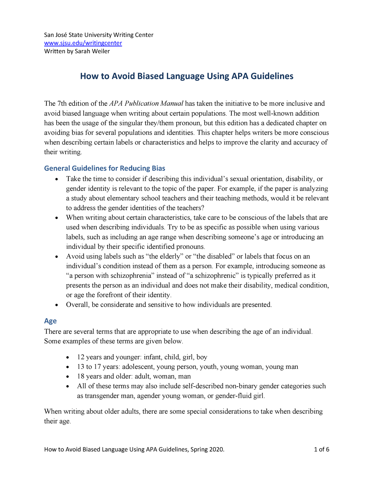 Biased Language - w examples - San José State University Writing Center ...