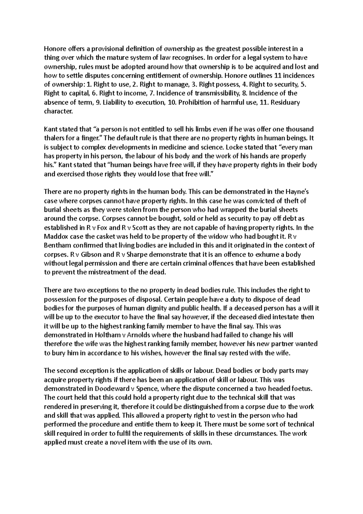 Body Parts= completed essay Honore offers a provisional definition of