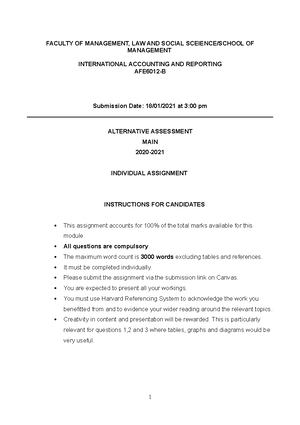 International Accounting and Reporting Tutorial 4 Questions - Suggested ...