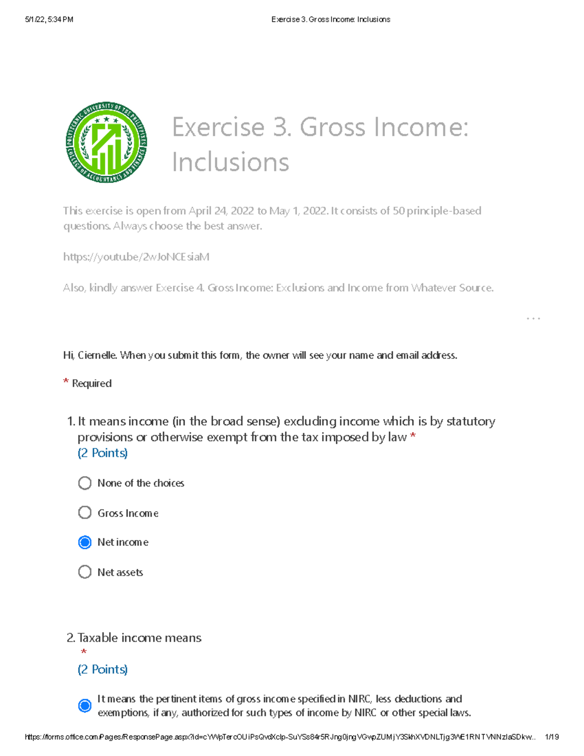 Exercise 3 Haha - You Can Practice Income Taxation With This - - Studocu