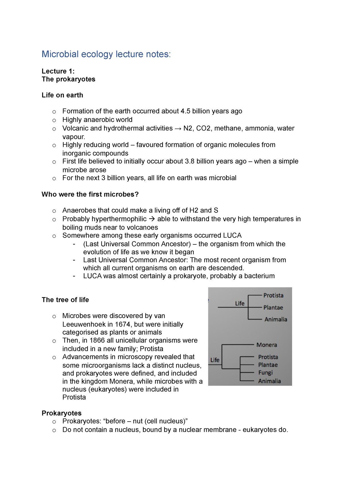 Microbial Ecology Lecture Notes Microbial Ecology Lecture Notes Lecture 1 The Prokaryotes