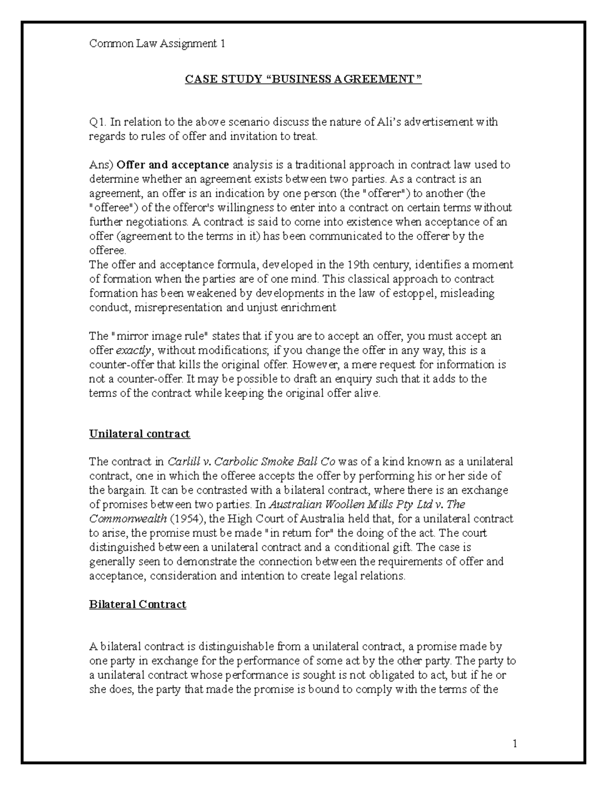 20205585-assignment-1-common-law-case-study-business-agreement-q1