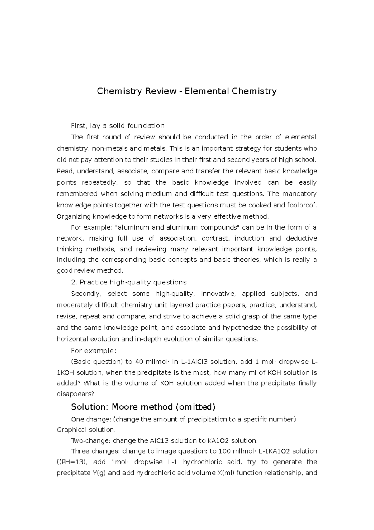 Chemistry Review - Elemental Chemistry - This is an important strategy ...