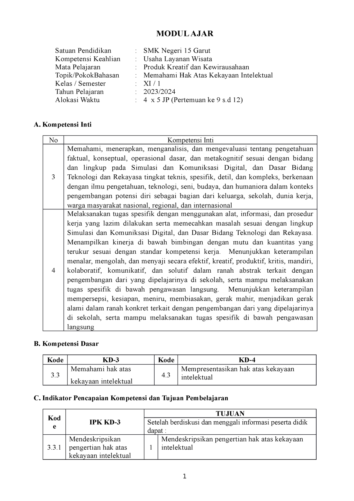 Modul Ajar PKK Kelas XI Pertemuan 9 - 12 - Produk Kreatif Dan ...