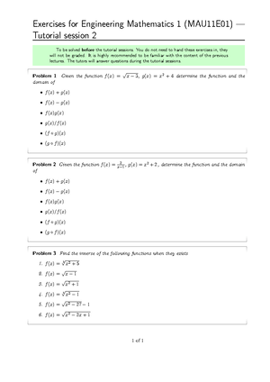 Exercises 03 - Maths Homework - Exercises for Engineering Mathematics 1 ...