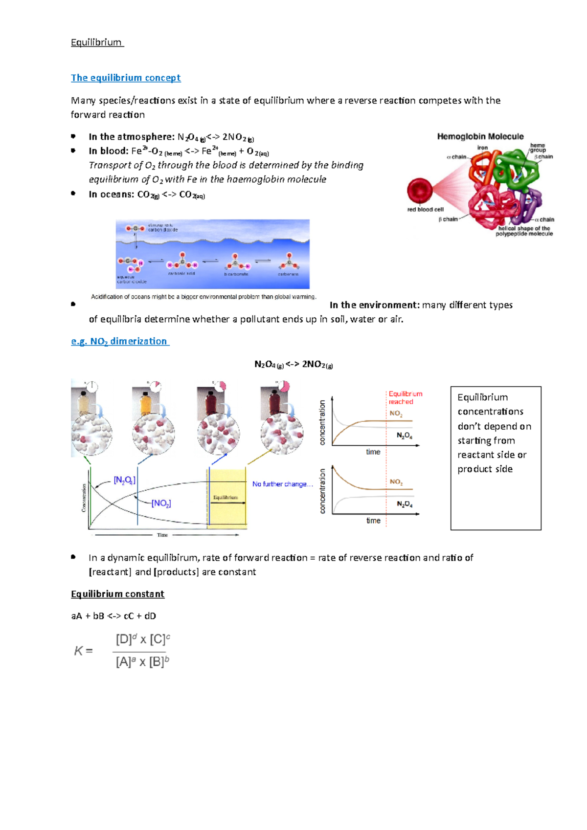 Equilibrium notes - Equilibrium The equilibrium concept Many species ...