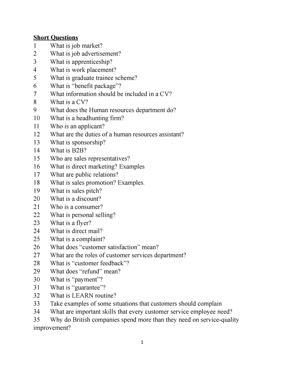 List Of Questions 2022 Intelligent Business Intermediate Short 