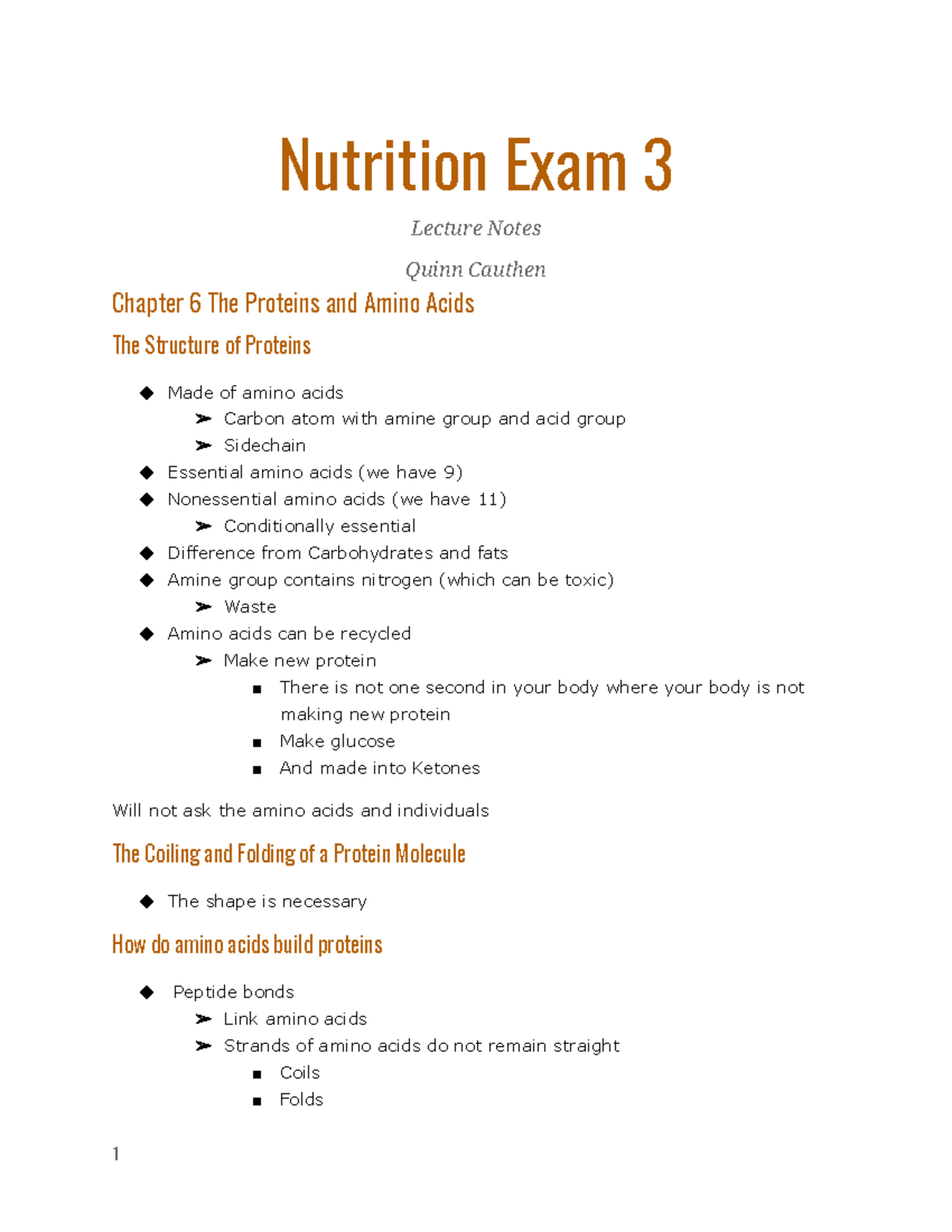 Nutrition Exam 3 Lecture Notes Nutrition Exam 3 Lecture Notes Quinn