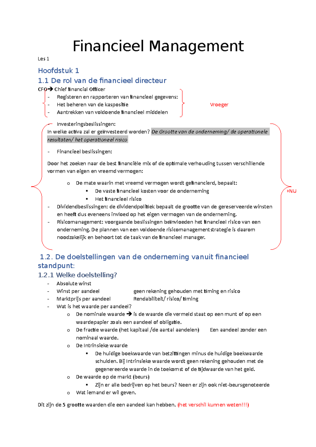 Financieel Management - Risicomanagement: Voorgaande Beslissingen ...