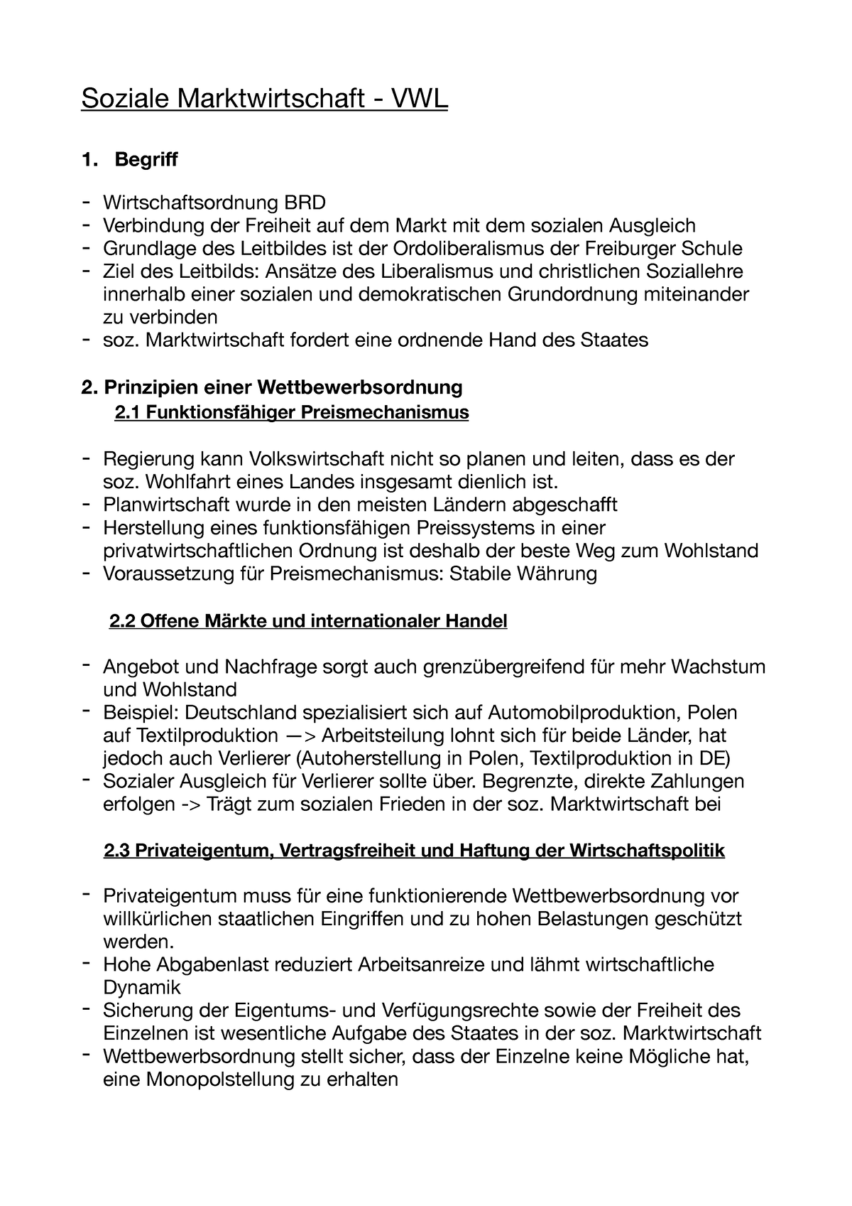 Soziale Marktwirtschaft Zusammenfassung - Soziale Marktwirtschaft - VWL ...