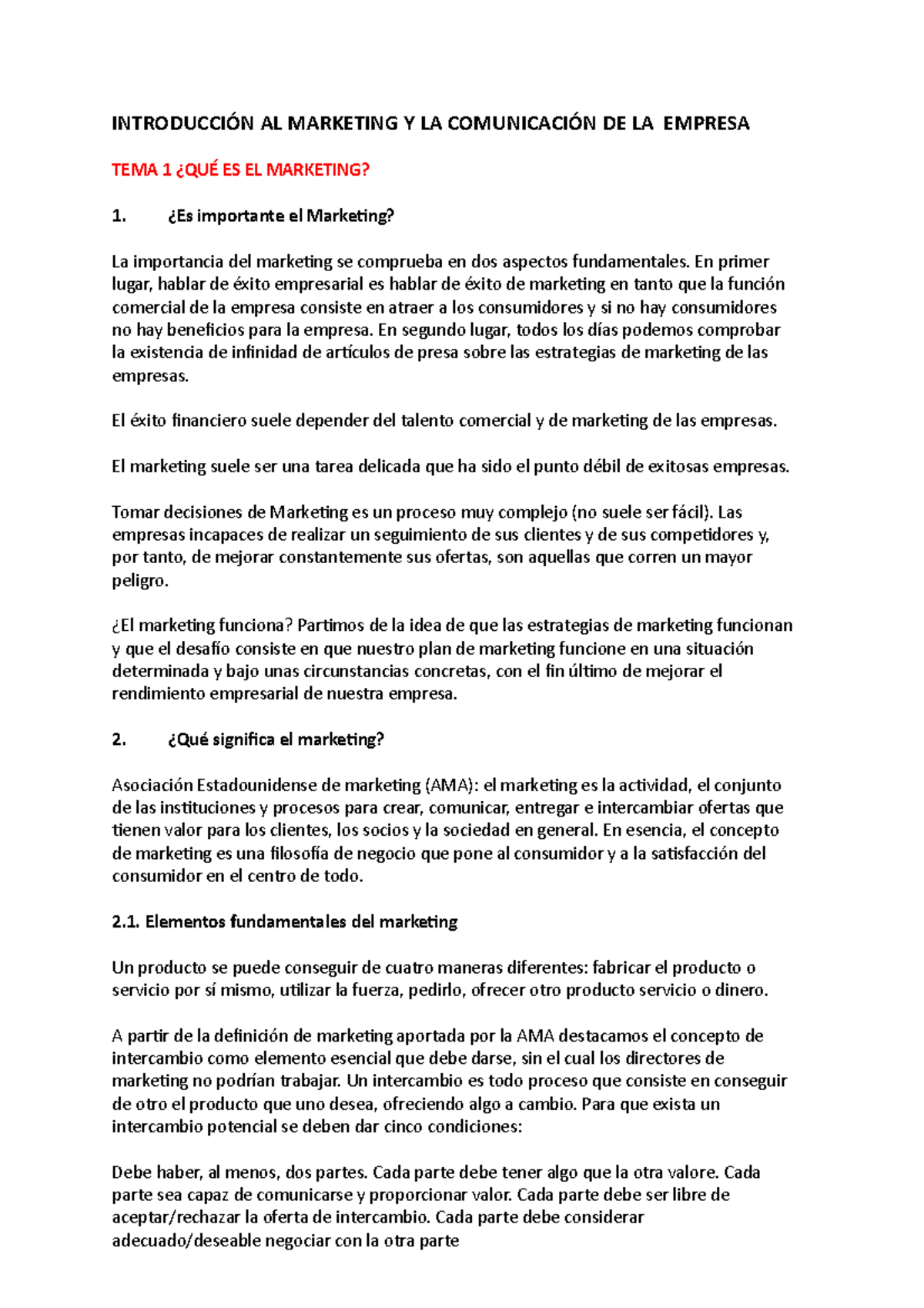 Intro marketing - Apuntes 1-9 - INTRODUCCIÓN AL MARKETING Y LA ...