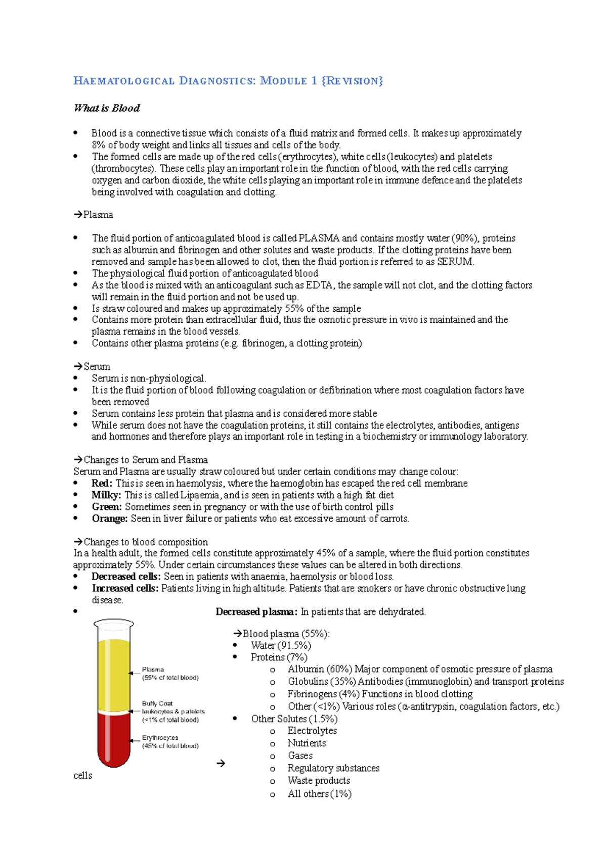 Haematological Diagnostics Mod 1 - HAEMATOLOGICAL DIAGNOSTICS: MODULE 1 ...