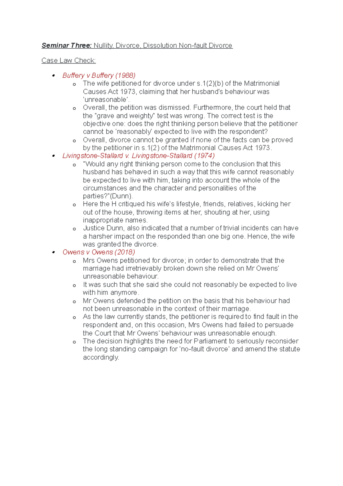 Seminar Three- Nullity - o Overall, the petition was dismissed ...