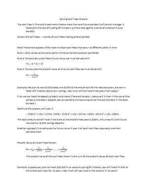 Chapter 6 Notes - Bonds The Valuation Principle implies that the price ...