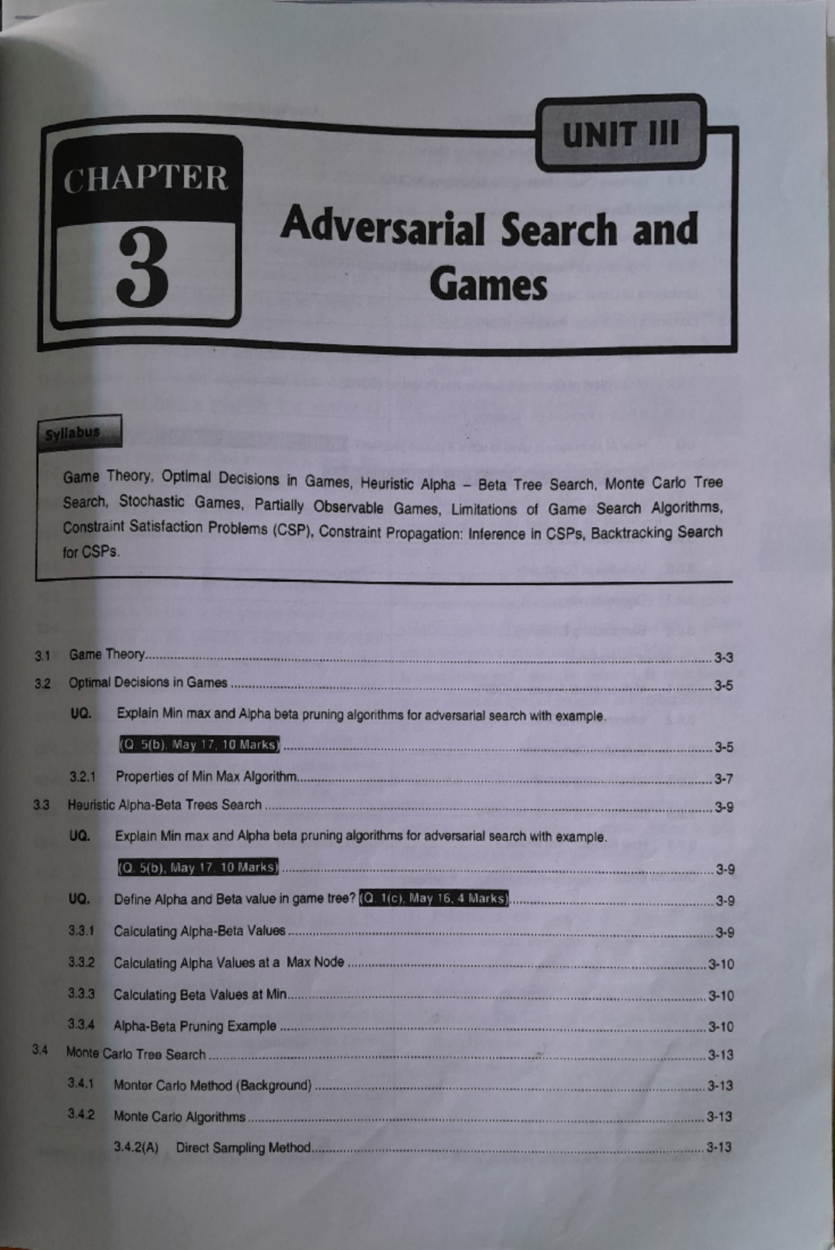 AI unit 3 - Endsem notes - 3 UNIT Ill Adversarial Search and Games Game ...
