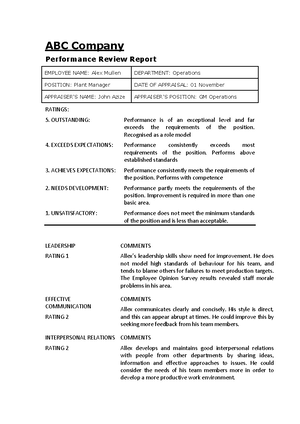 Manage People Performance A 1 - Task 01: Document performance processes ...