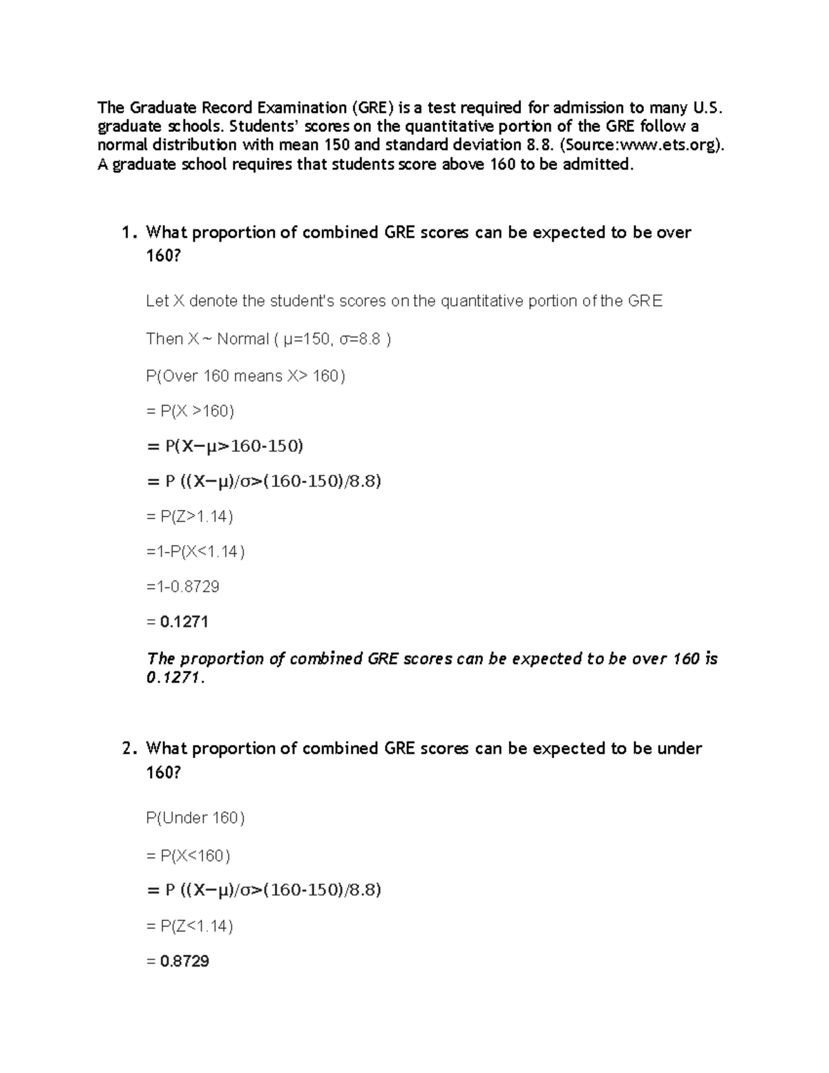 Normal Probability Distribution Activity - The Graduate Record ...