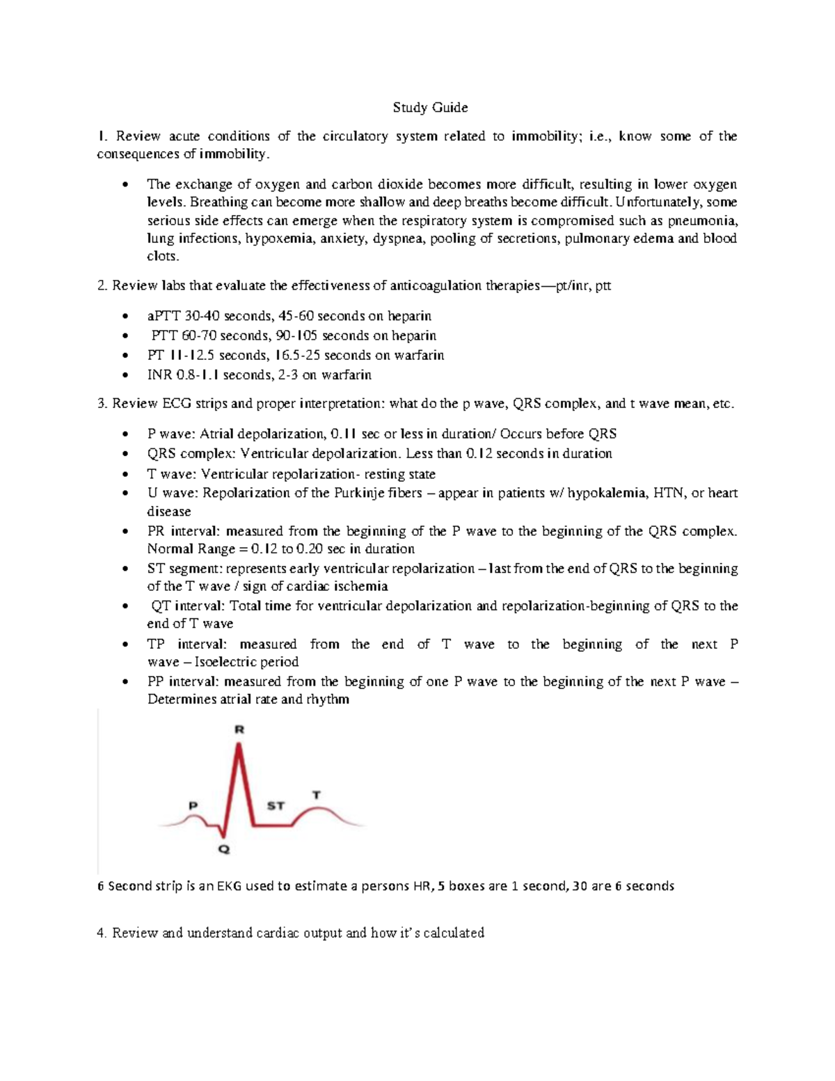 Study Guide - Study Guide Review acute conditions of the circulatory ...