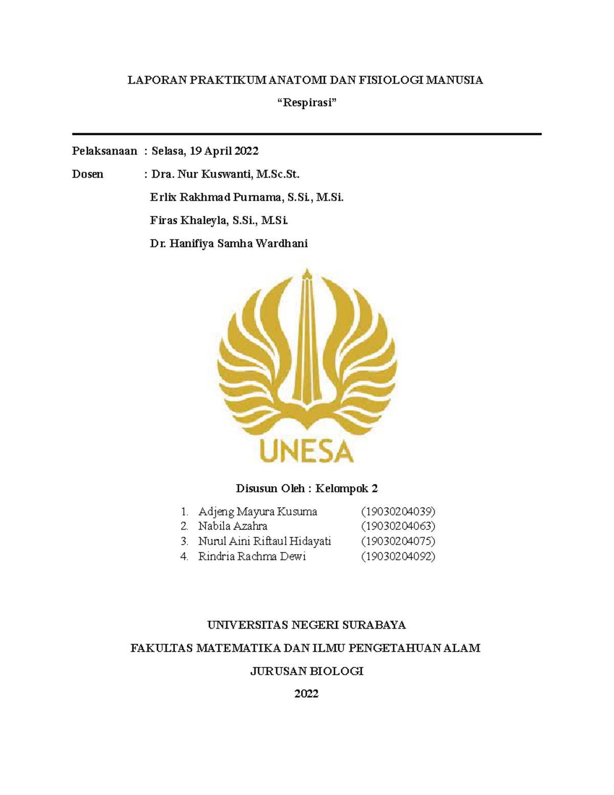 Laporan Praktikum Anatomi Dan Fisiologi Manusia Respirasi - LAPORAN ...