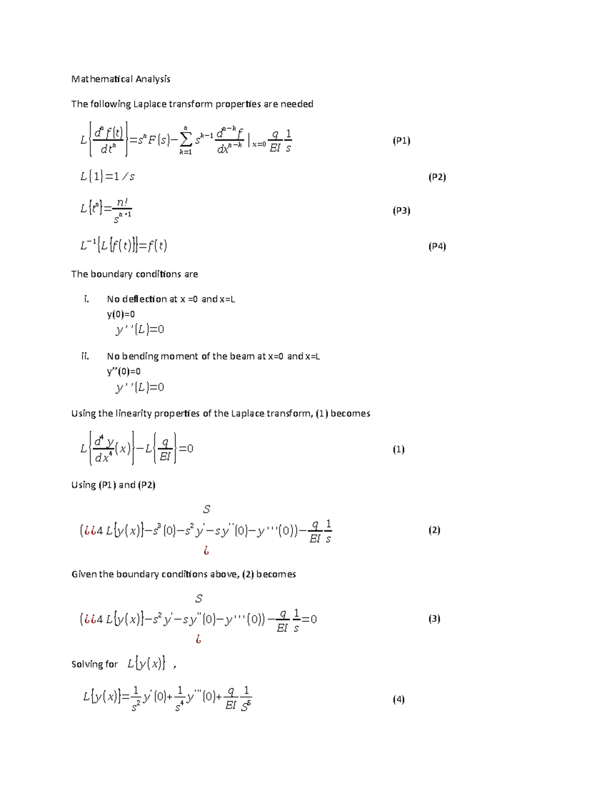 Mathematical analysis amm project - Mathematical Analysis The following ...