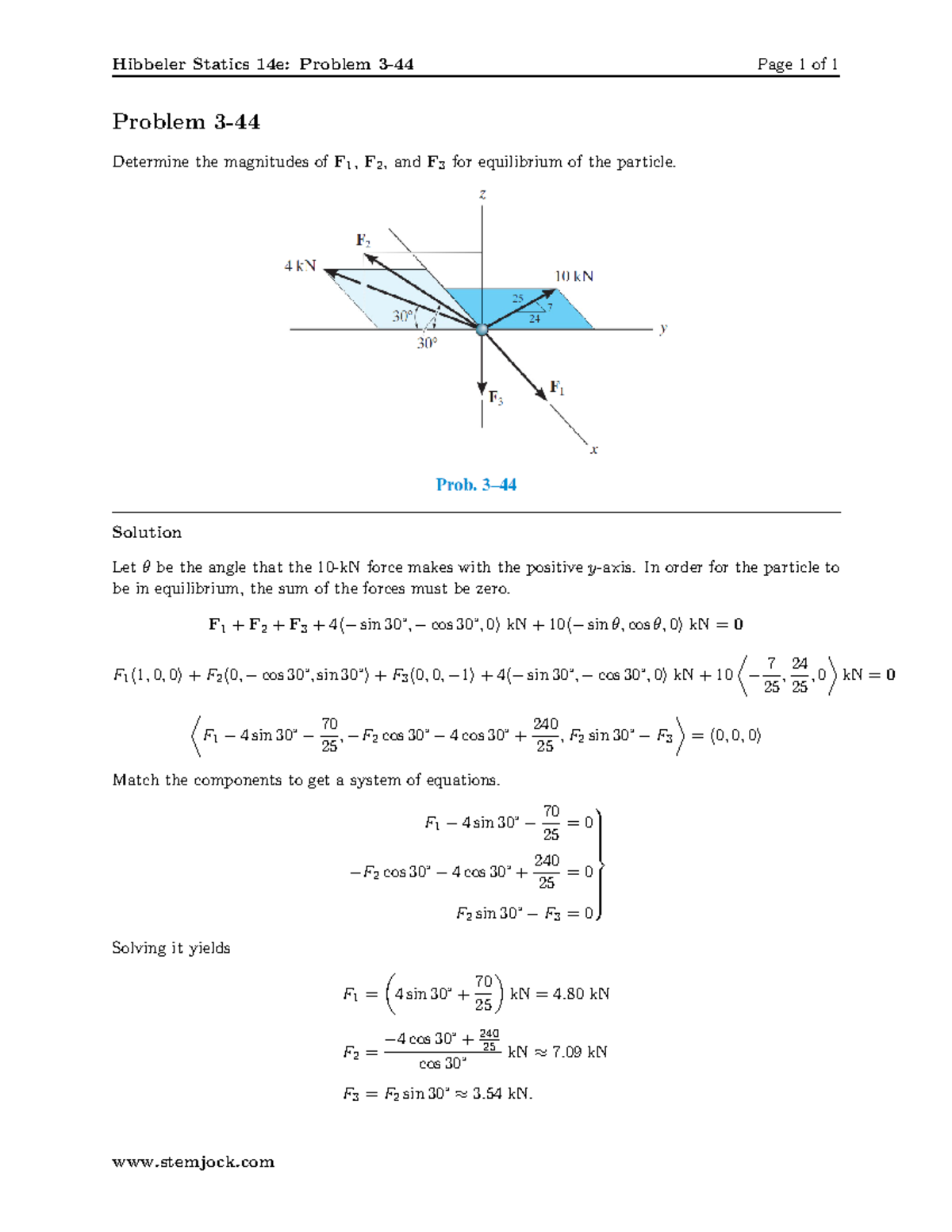 Hibbeler S 14e Ch3p44 - Sample Problems And Free Body Diagram ...