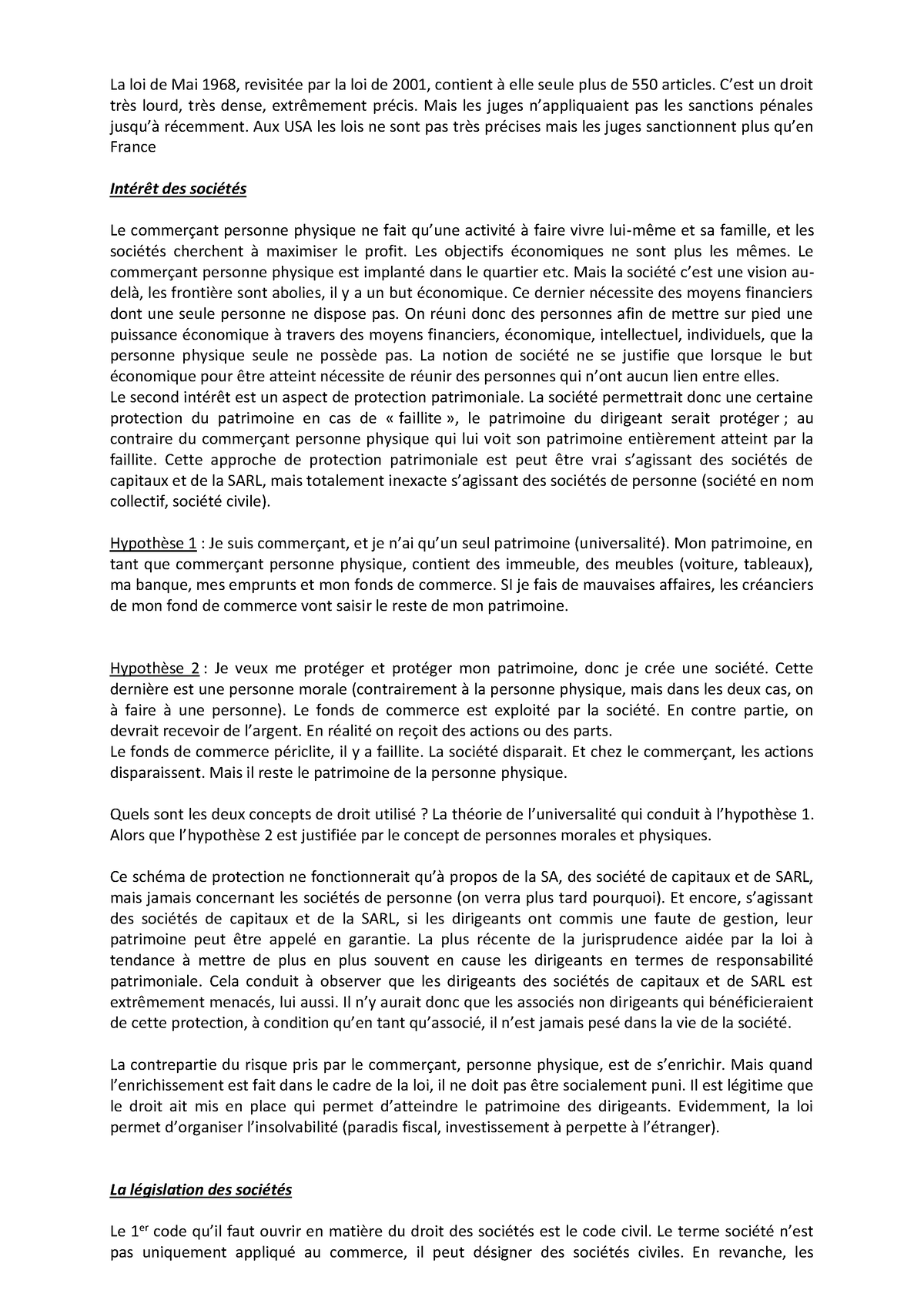 Droit Des Affaires B - La Loi De Mai 1968, Revisitée Par La Loi De 2001 ...