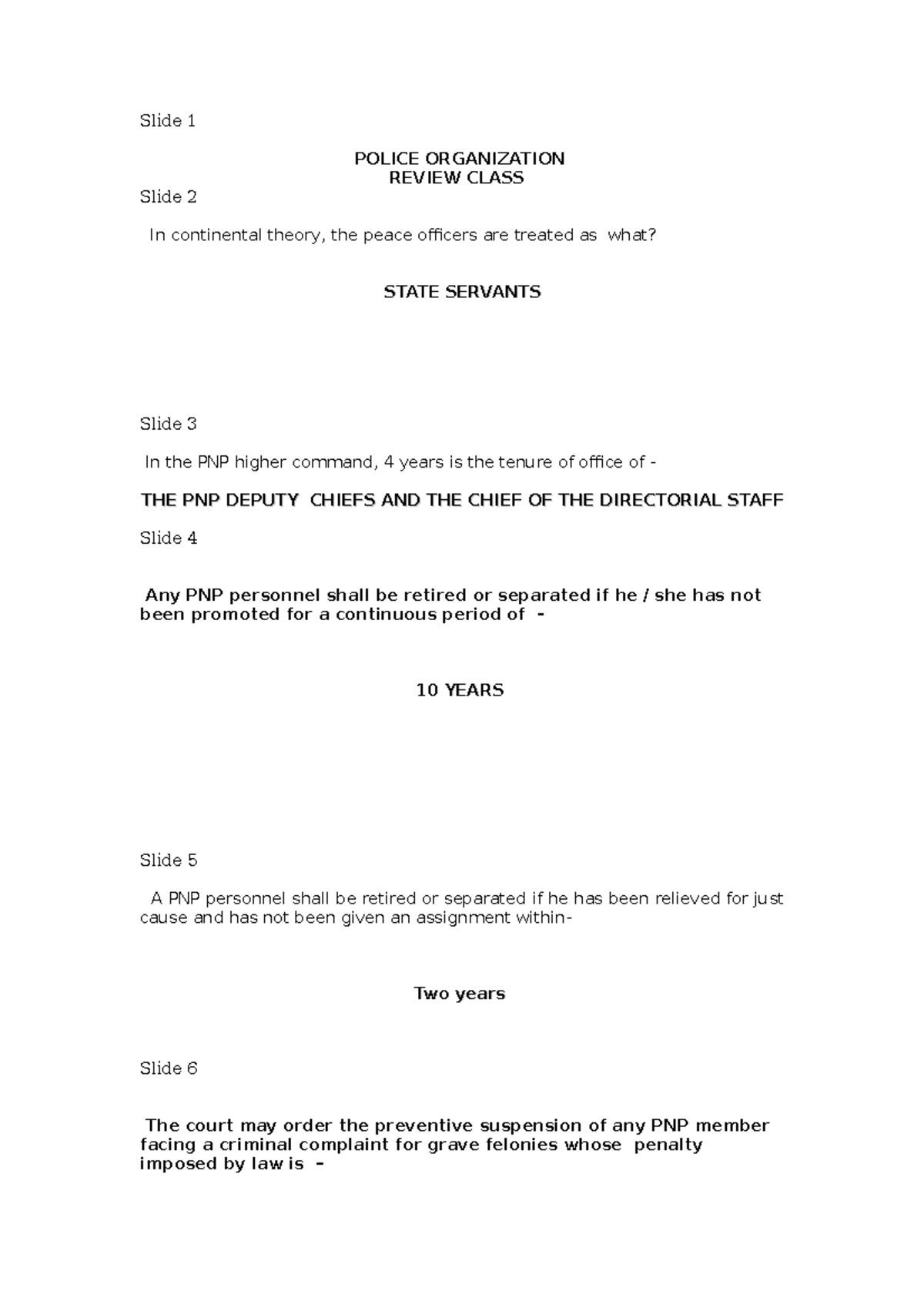 Crim 15 - Reviewer of Criminology notes - Slide 1 POLICE ORGANIZATION ...