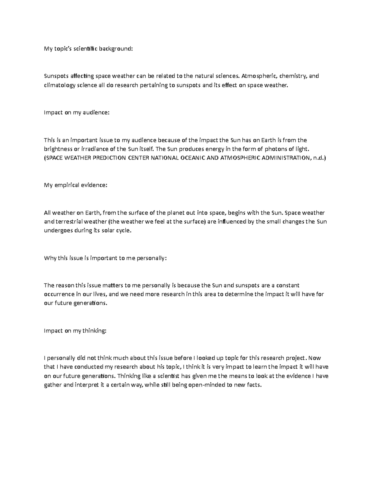 7-4 Project two - My topic’s scientific background: Sunspots affecting ...