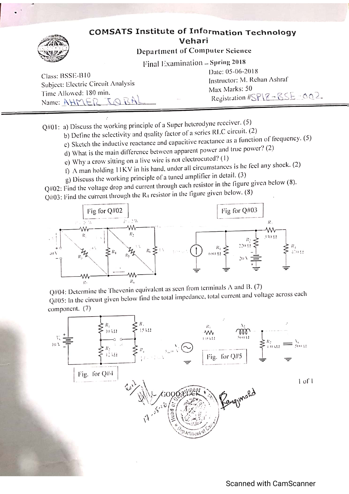 Electric Circuit AnalysisFinal exams Electric Circuits Analysis I