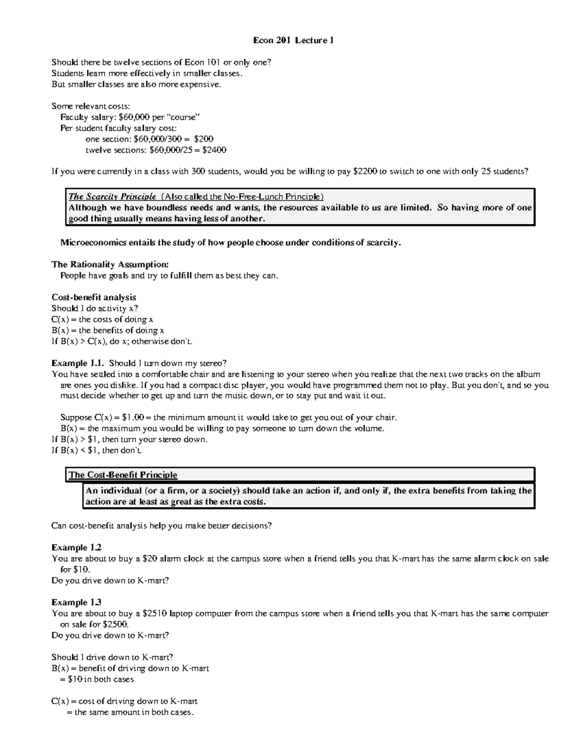 1 Econ 201 - Lecture Note 1 - Econ 201 Lecture 1 Should There Be Twelve ...