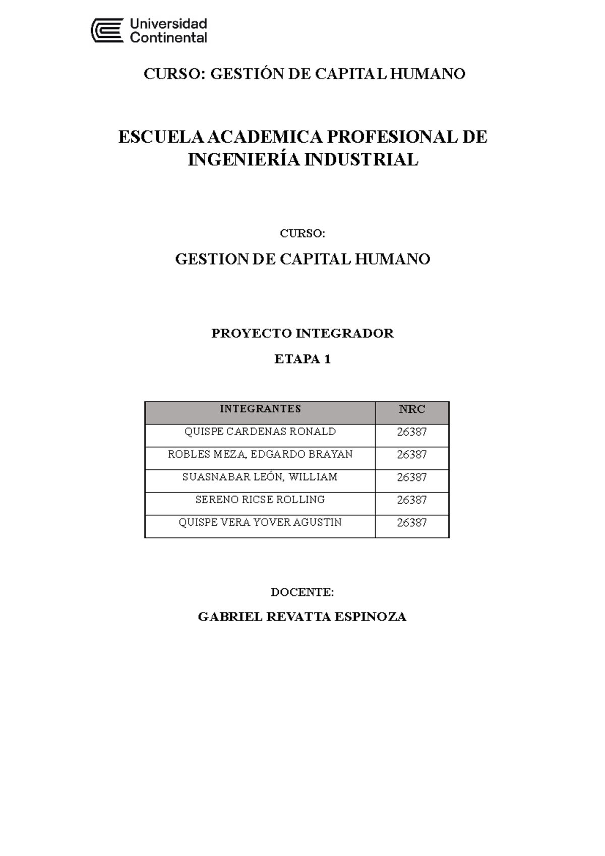 Pa01 Entregable Gestion De Capital Humano Curso Gestión De Capital