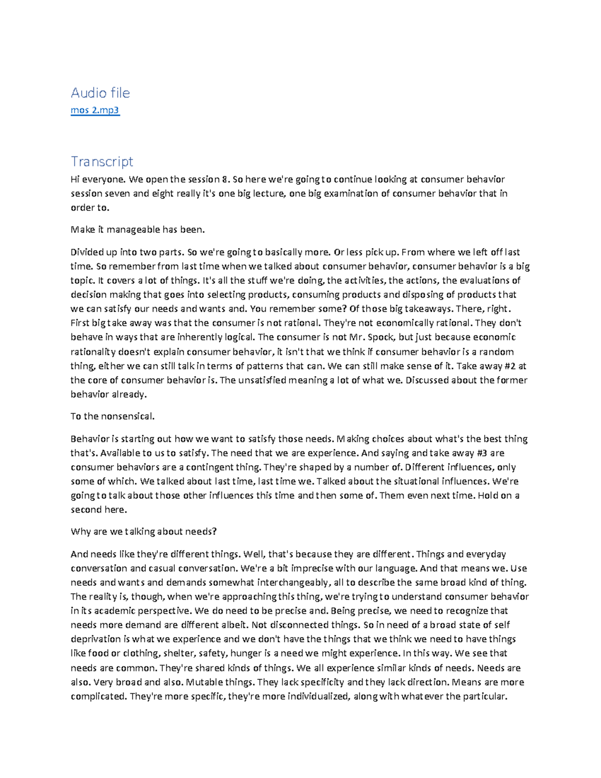 Mos 2 - idk - Audio file mos 2 Transcript Hi everyone. We open the ...