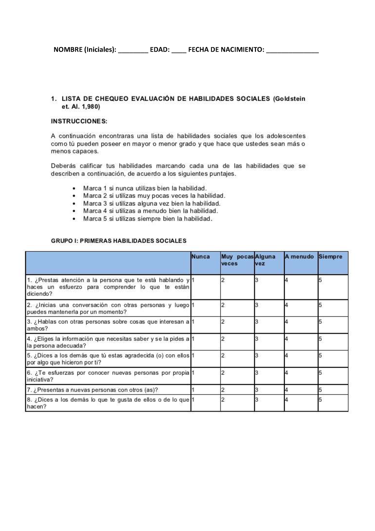 Semana 15 - PDF - Habilidades Sociales - Cuestionario - Pruebas ...