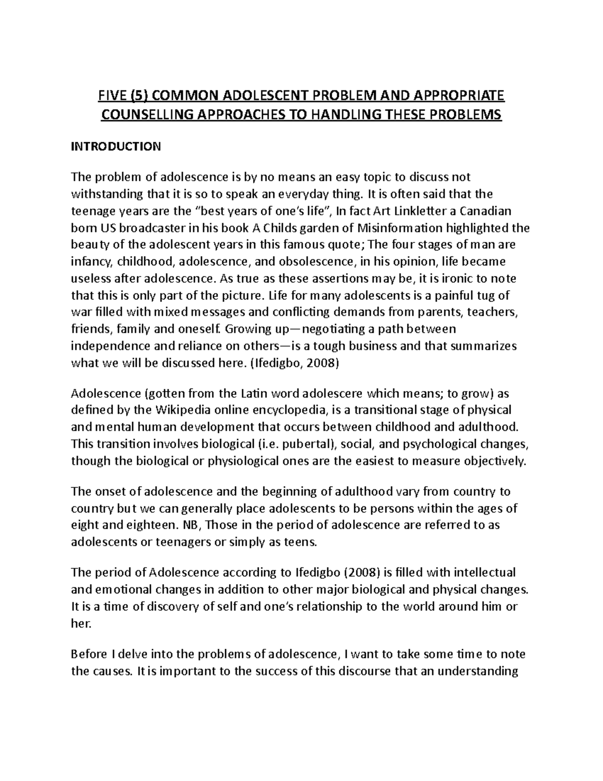 Adolescent problems - By Dr.Anamika Mishra - FIVE (5) COMMON ADOLESCENT ...